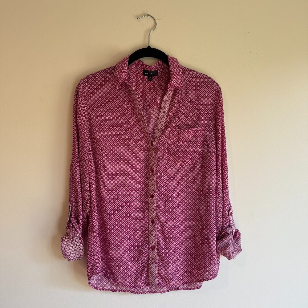 The Limited Berry Printed Button Down Blouse